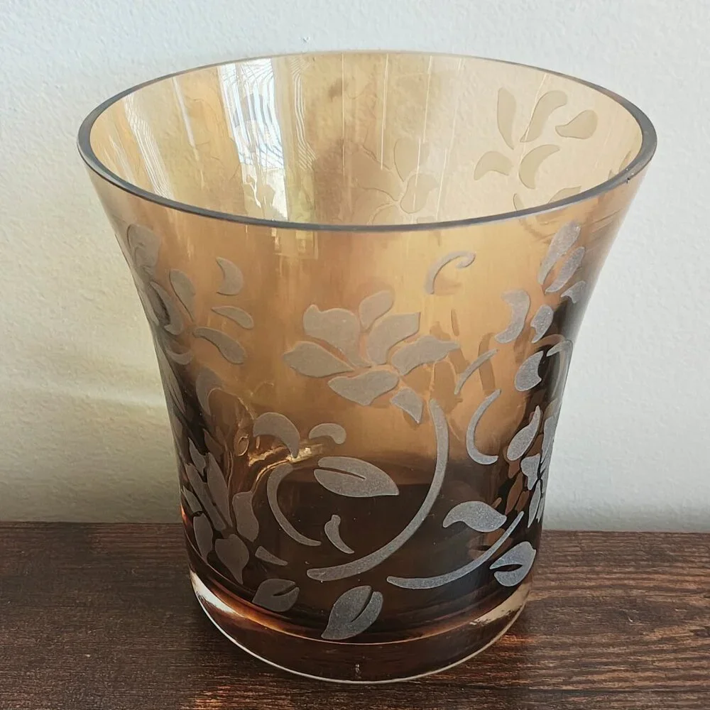 Vintage Etched Glass Vase